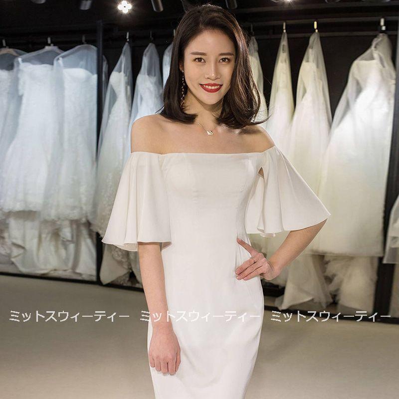 ウェディングドレス マーメイドライン ウエディングドレス エンパイア 二次会 花嫁 ブライダル 結婚式 ロングドレス 演奏会 パーティードレス ハネムーンフォト_3
