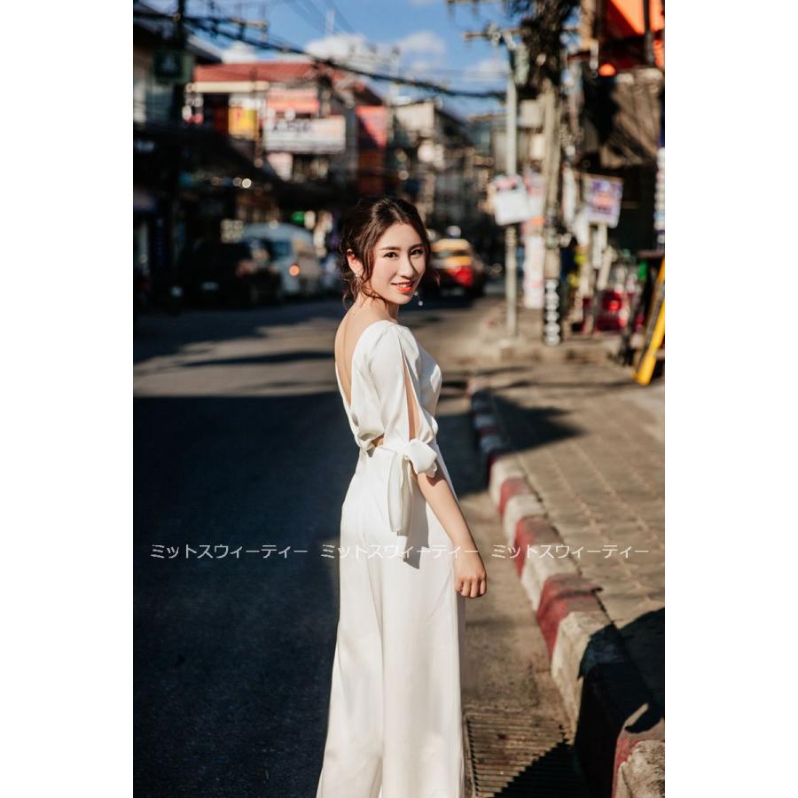 ウエディングドレス 二次会 袖あり ワイドパンツ オールインワン 結婚式 花嫁 白 大きいサイズ 現代風挙式 パーティードレス 披露宴 ブライダル ロングドレス ウエディングドレス 二次会 袖あり ワイドパンツ オールインワン 結婚
