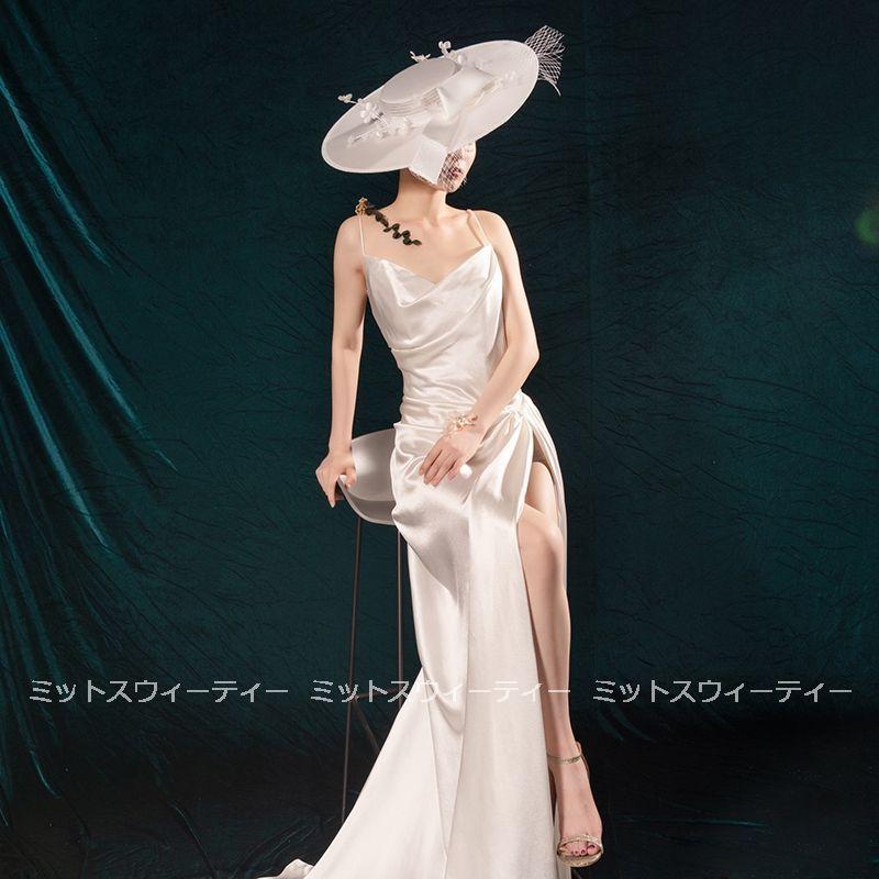 ウエディングドレス スレンダードレス 二次会 結婚式 花嫁 オフホワイト 大きいサイズ 海外挙式 パーティードレス 披露宴 ブライダル ロングドレス 演奏会 撮影