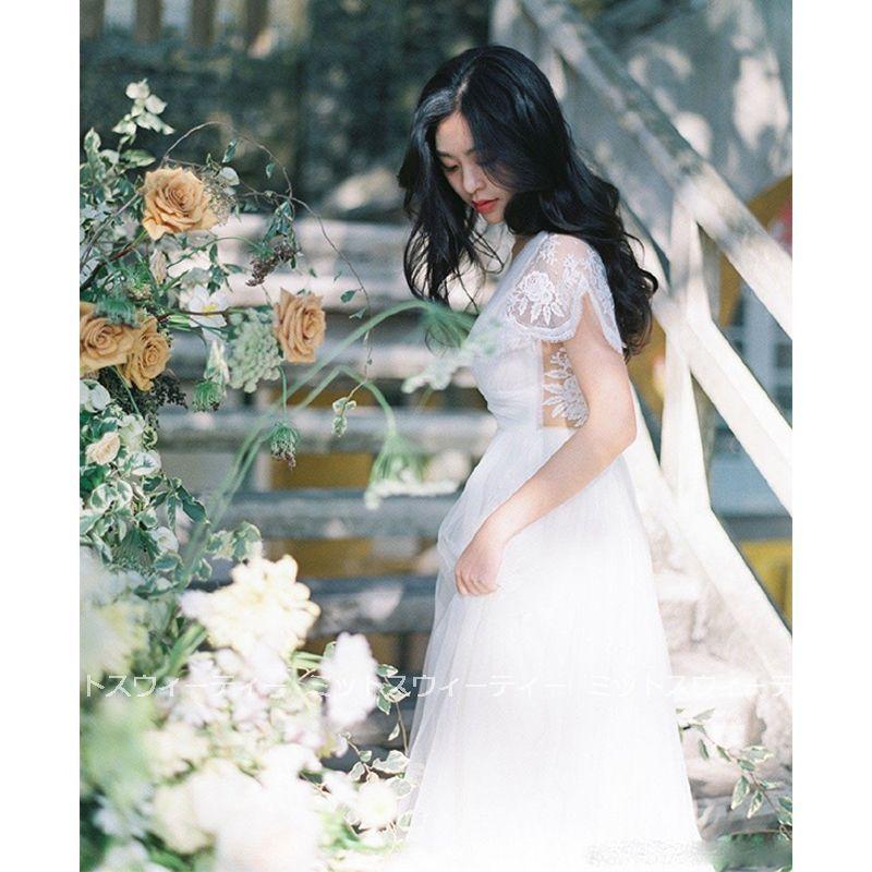 ウエディングドレス 花嫁 白 二次会 aライン チュール ふわふわ ロングドレス 結婚式 ブライダル 大きいサイズ パーティードレス 海外挙式 演奏会 披露宴 撮影_3