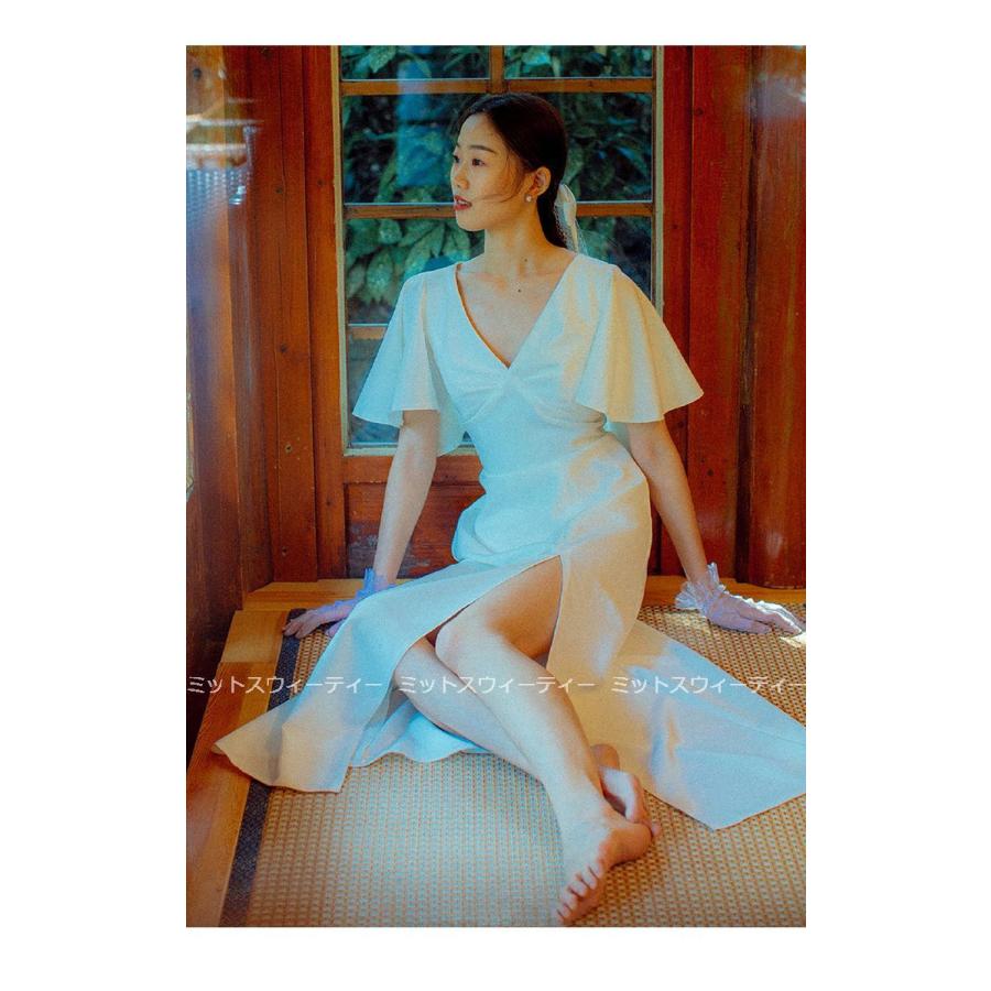 ウエディングドレス ソフト花嫁 二次会 aラインドレス マキシ丈 結婚式 ブライダル 大きいサイズ パーティードレス 海外挙式 演奏会 披露宴 スリット リゾート_6