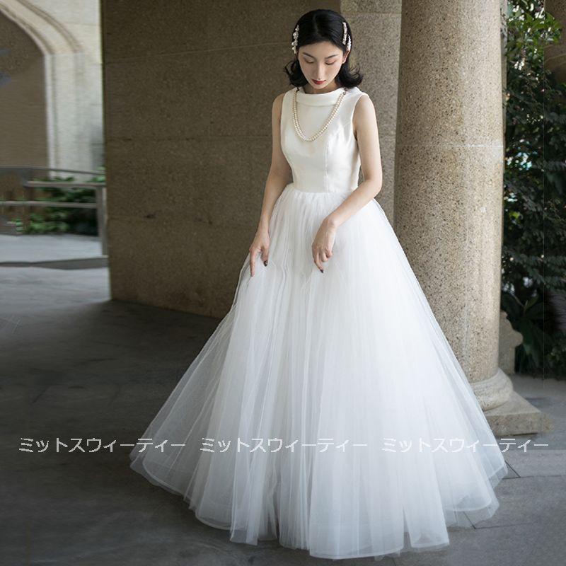 ウエディングドレス 結婚式 ... : レディース服 袖なし 白 好評得価