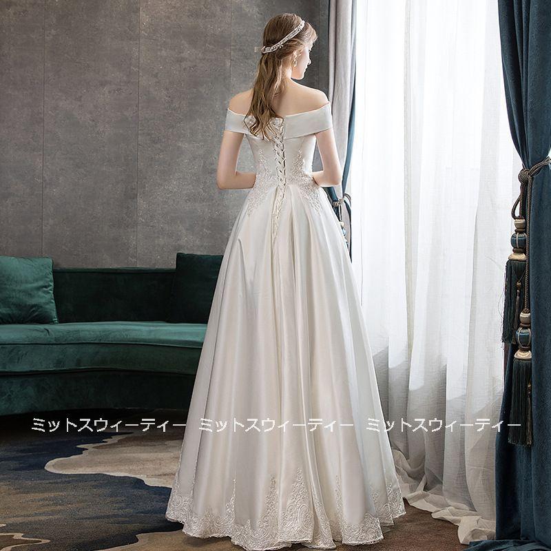 ウエディングドレス 結婚式 二次会 aラインドレス サテン 花嫁 ウエディングドレス 結婚式 二次会 aラインドレス サテン 花嫁
