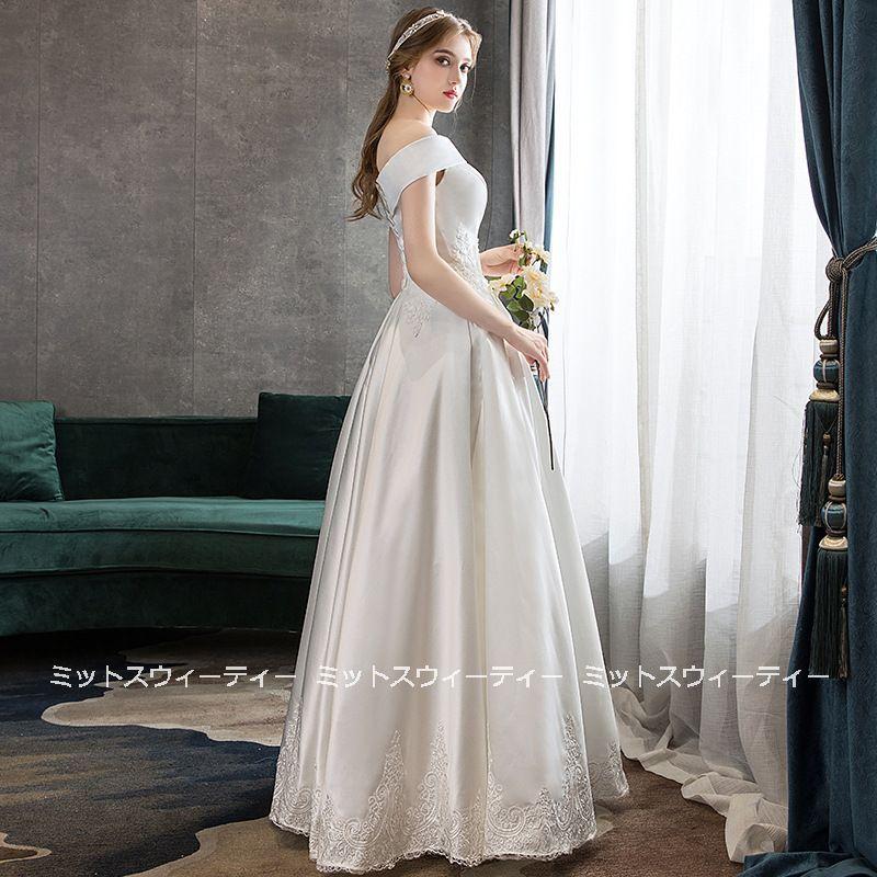 ウエディングドレス 結婚式 二次会 aラインドレス サテン 花嫁 ウエディングドレス 結婚式 二次会 aラインドレス サテン 花嫁