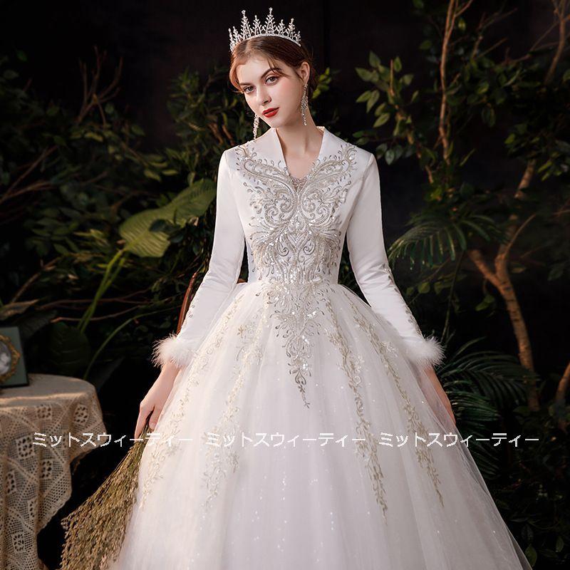 ウエディングドレス 結婚式 二次会 プリンセス レース 長袖 冬 ウエディングドレス 結婚式 二次会 プリンセス レース 長袖 冬