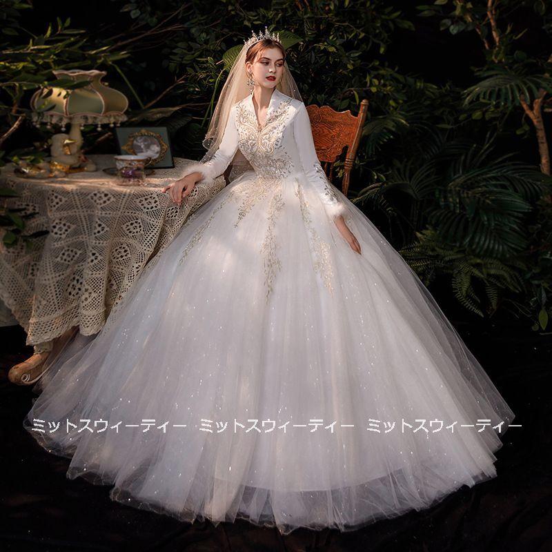 ウエディングドレス 結婚式 二次会 プリンセス レース 長袖 冬 ウエディングドレス 結婚式 二次会 プリンセス レース 長袖 冬