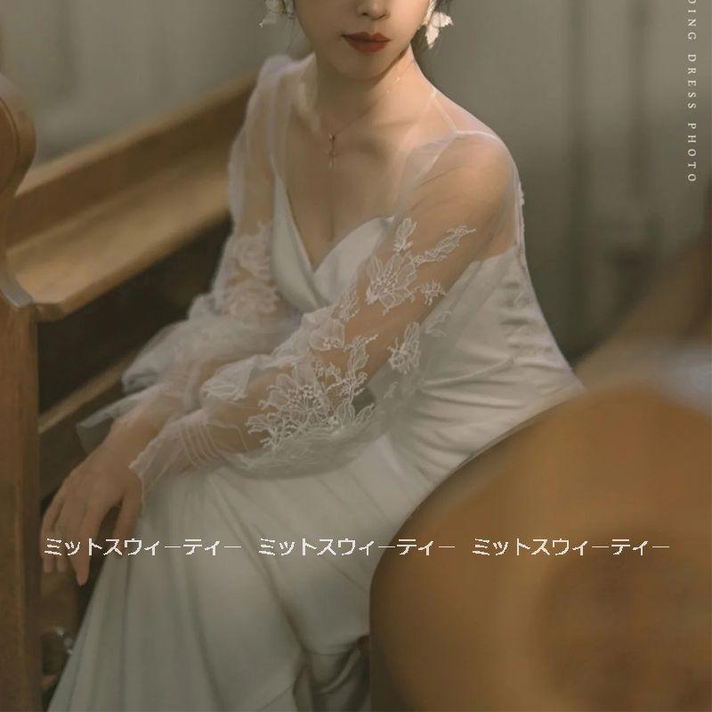 ウエディングドレス 二次会 花嫁 前撮り マーメイドライン ウェディングドレス ロングドレス 結婚式 エレガント レース セクシー リゾートドレス バックシャン_3