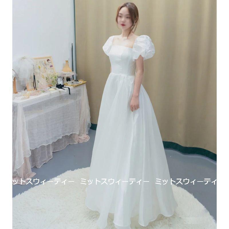 安い購入 ウェディングドレス ロングドレス パフスリーブ Aライン 結婚式 ウエディングドレス 二次会 花嫁 前撮り エレガント ホワイト 可愛い リゾート ワンピース 白 在庫あり 即納 Www Sesb Fr