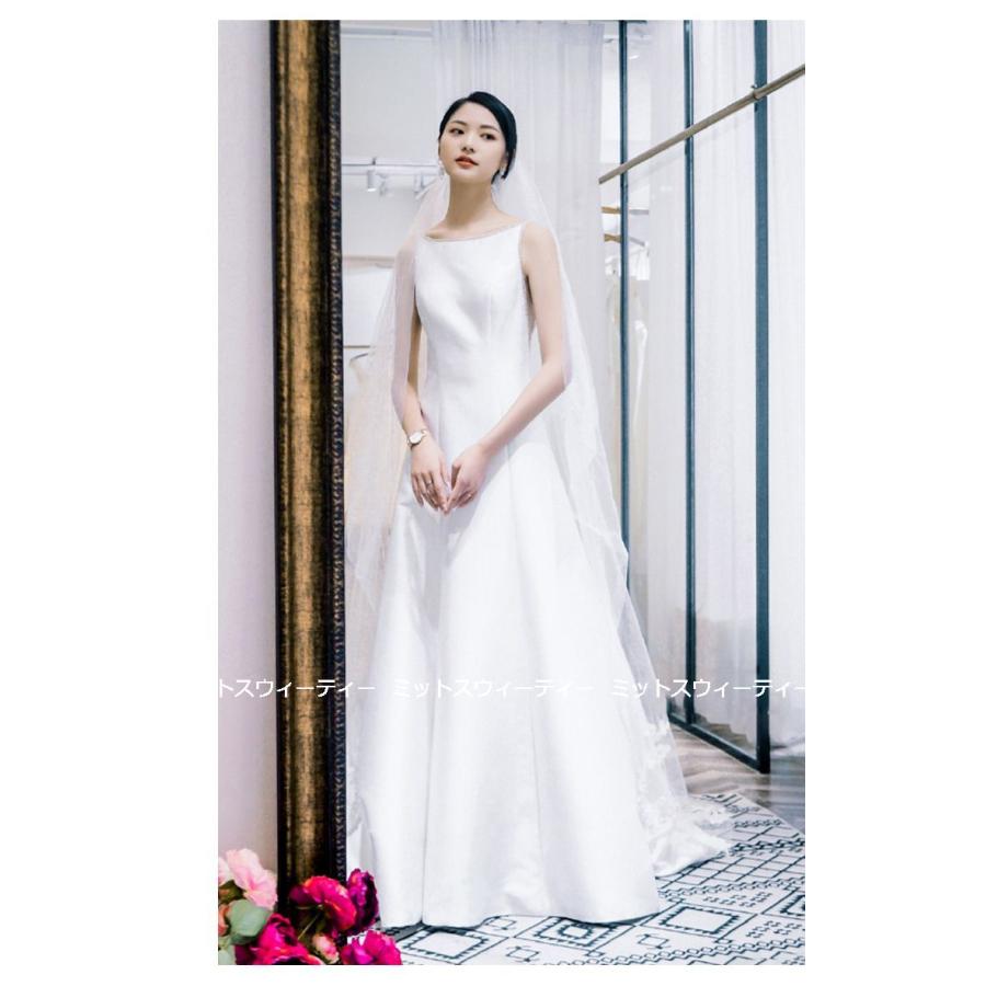 ウェディングドレス ロングドレス 結婚式 トレーン バックレス ウエディングドレス 二次会 花嫁 前撮り エレガント サテン ホワイト シンプル リゾートドレス_5