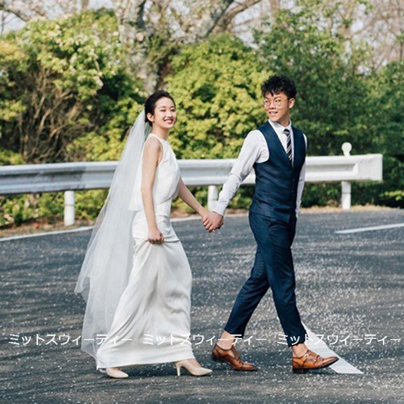 ウェディングドレス ロングドレス 結婚式 旅行挙式 ウエディングドレス 二次会 花嫁 前撮り ホルターネック ホワイト シンプル リゾート ガーデンウェディング