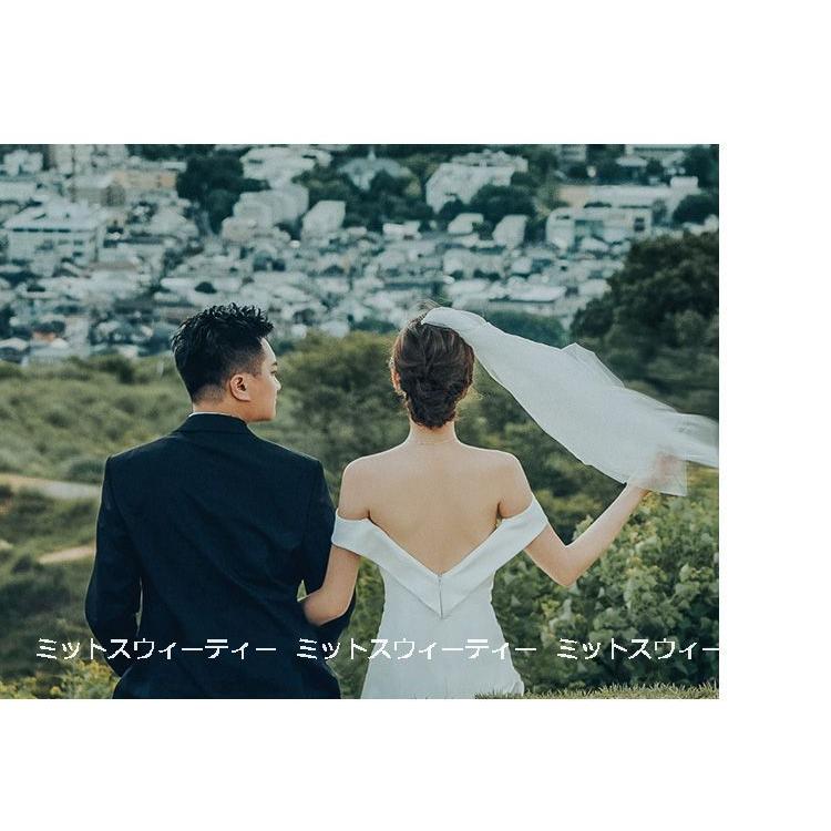 ウェディングドレス ロングドレス 結婚式 ウエディングドレス オフショルダー 二次会 花嫁 前撮り エレガント サテン ホワイト シンプル リゾート ワンピース Wd550 ミットスウィーティー 通販 Yahoo ショッピング