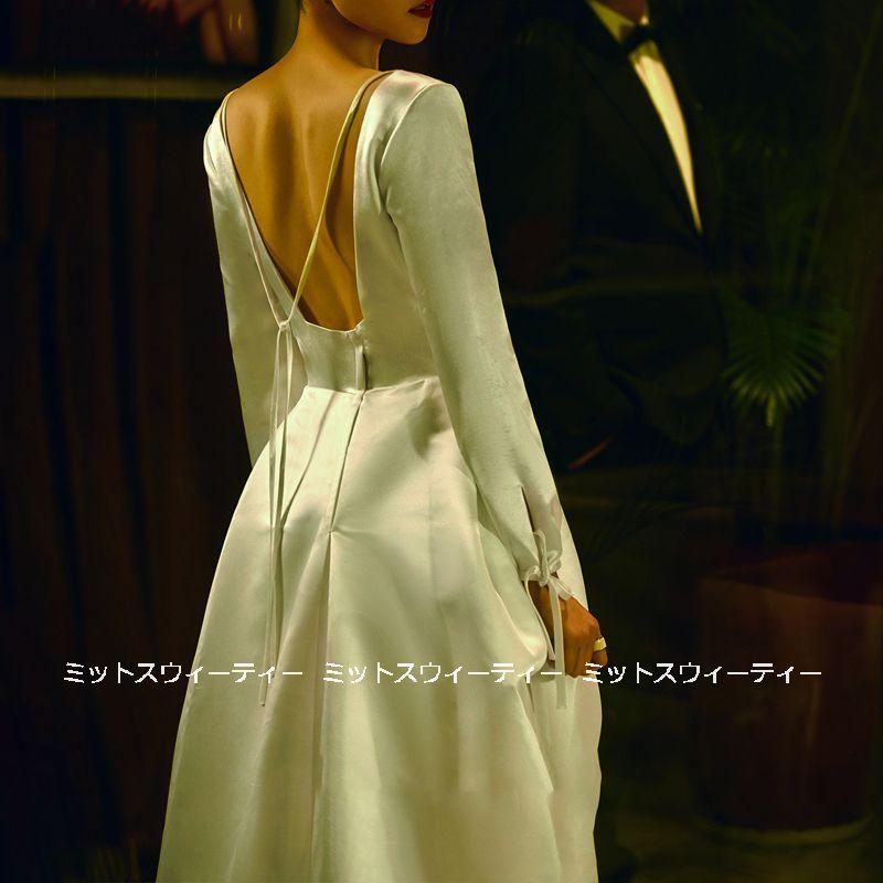 ウェディングドレス ロングドレス 結婚式 ウエディングドレス 長袖 A