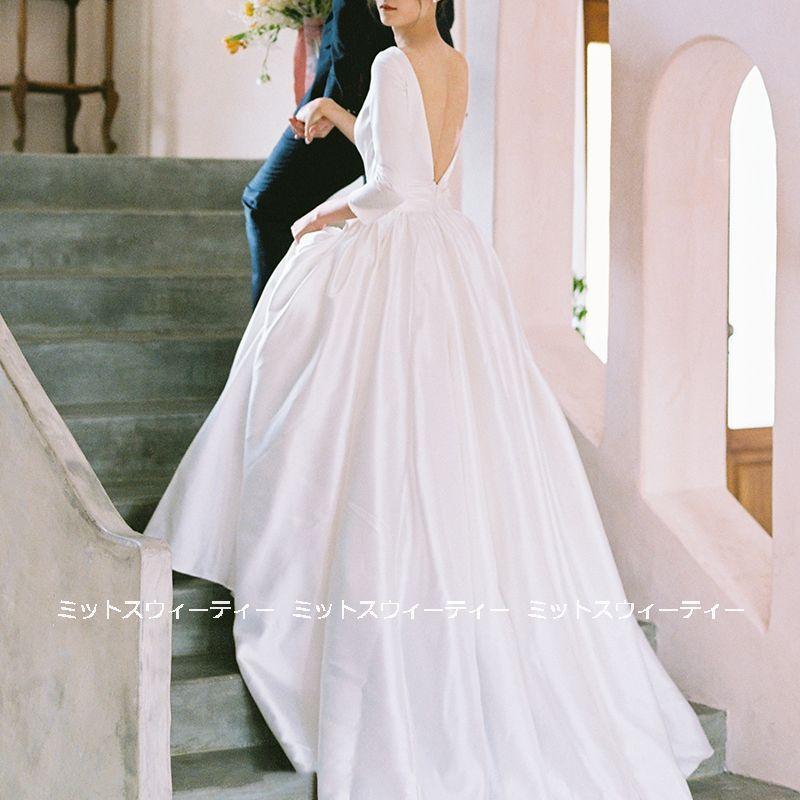 ウェディングドレス ロングドレス バックレス Aライン 結婚式 ウェディングドレス ロングドレス バックレス Aライン 結婚式