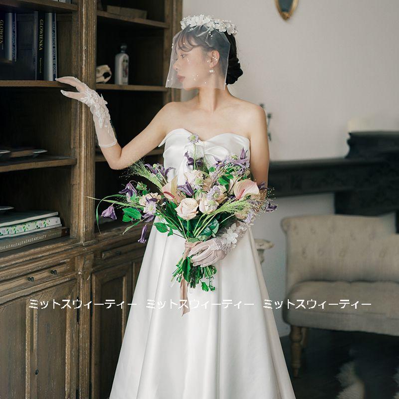 ウェディングドレス ロングドレス 結婚式 ウエディングドレス ビスチェ リボン 二次会 花嫁 前撮り 光沢サテン ホワイト リゾート ワンピース  写真撮影 後撮り