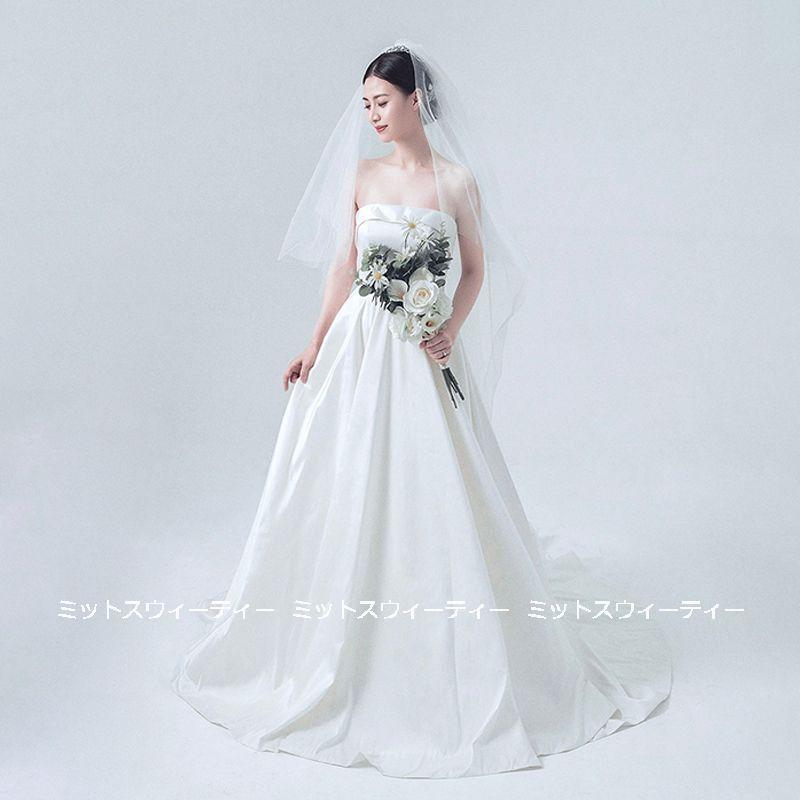 ウェディングドレス ロングドレス Aラインドレス ビスチェ 結婚式 ウエディングドレス 二次会 花嫁 前撮り エレガント サテン 白 フリースタイル ウェディング Wd562 ミットスウィーティー 通販 Yahoo ショッピング