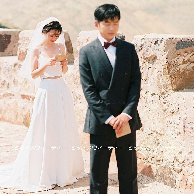 ウェディングドレス ロングドレス 結婚式 ウエディングドレス キャミソール 二次会 花嫁 前撮り エレガント サテン ホワイト シンプル 個性的 カジュアル 白 Wd563 ミットスウィーティー 通販 Yahoo ショッピング
