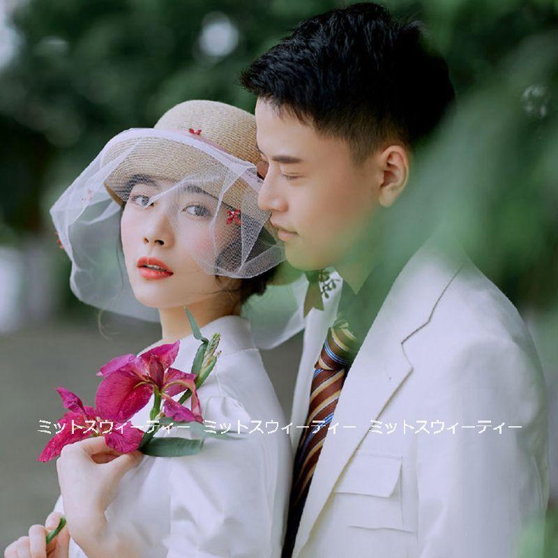 ウェディングドレス ウエディングドレス 半袖 ハイネック ロングドレス 結婚式 二次会 花嫁 前短後長 前撮りドレス サテン ホワイト フォトウエディング 白_3