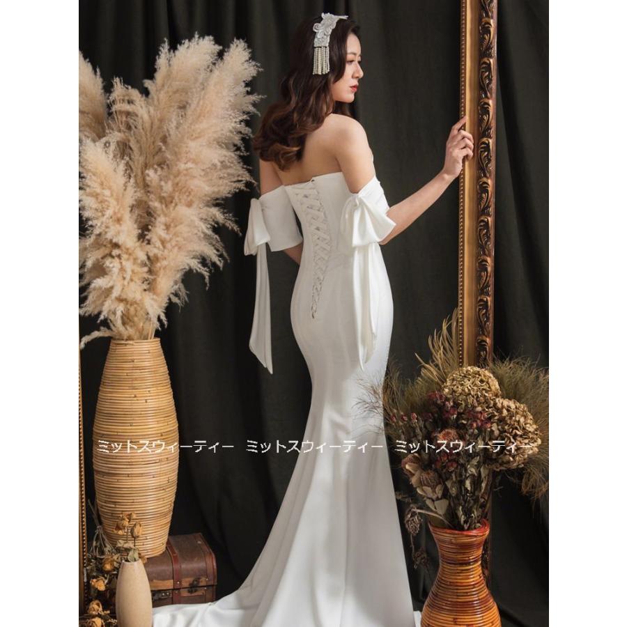 新入荷 ウェディングドレス オフショルダー フォーマル マーメイド  