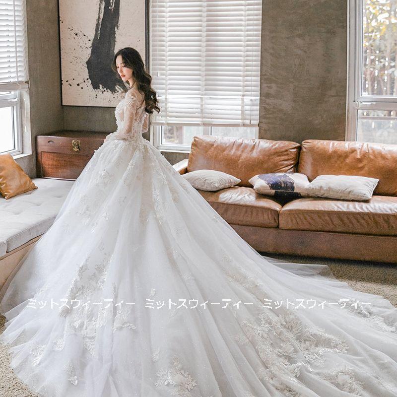 ウェディングドレス Aラインドレス 結婚式ドレス 花柄エンパイアドレス 二次会 ウェディング 大きいサイズ エンパイア