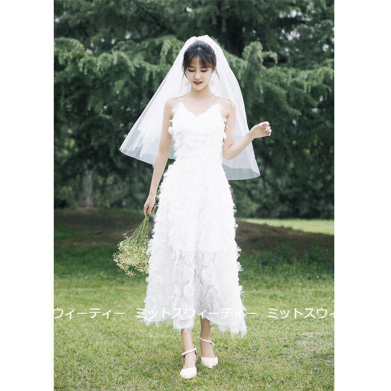 ウェディングドレス 二次会 前撮り 海外挙式 花嫁 フォト キャミソール リゾートドレス 結婚式 ブライダル パーティードレス ワンピース 軽い カジュアル ソフト_4
