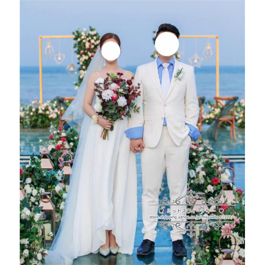 ワンピースドレス 結婚式 二次会 前撮り 新婦新郎カジュアル2点セット 超特価sale開催