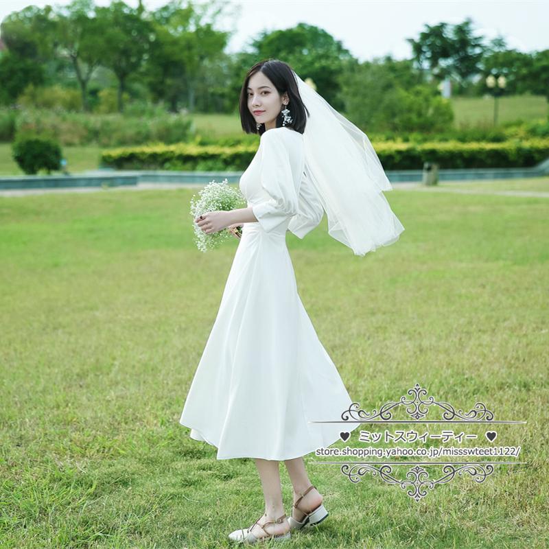 ウェディングドレス 二次会 リゾートドレス 結婚式 ブライダル 前撮り 海外挙式 花嫁 フォト パーティードレス ミモレ丈ワンピース ガーデン ウェディング 白 :wd674:ミットスウィーティー 通販 ウェディングドレス カシュクール シャーリング スカート ミモレ丈 ミディ丈 ドレス フォトウェディング 二次会 花嫁 ウエディングドレス フォト婚 リゾートウエディング gcd_5004