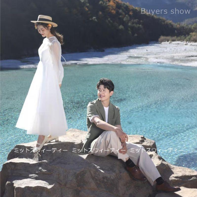 ウェディングドレス 二次会 リゾートドレス 結婚式 ブライダル 長袖 前