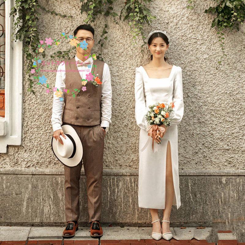 二次会ドレス レディース 二次会 結婚式 スリット 撮影 発表会 旅行 海外挙式 花嫁 ウェディングドレス ウエディングドレス パーティードレス スクエアネック Wd71 ミットスウィーティー 通販 Yahoo ショッピング