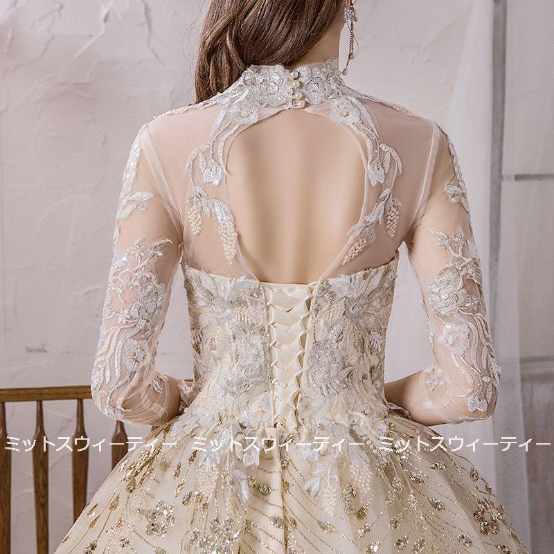 ウエディングドレス ロングカラードレス 二次会 プリンセスライン