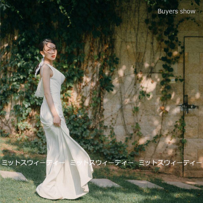 ウェディングドレス ロングドレス 花嫁 ウエディングドレス 海外挙式 フォトウェディング バックレス 披露宴 二次会 結婚式 リゾート ブライダル カジュアル_13