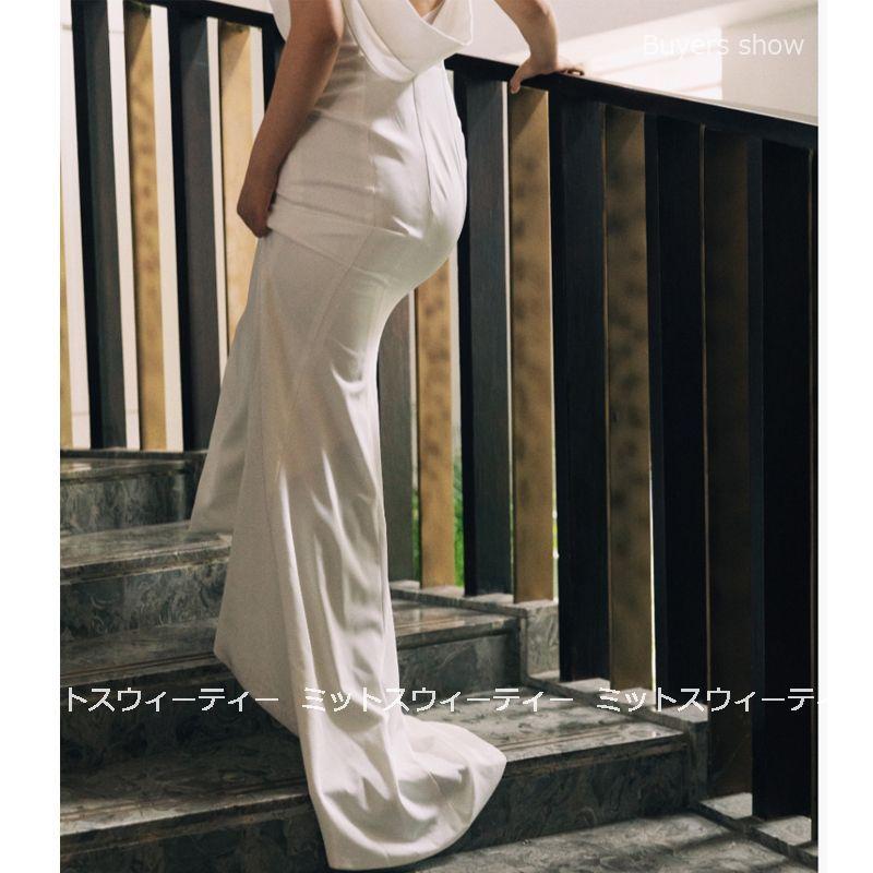 ウェディングドレス ロングドレス 花嫁 ウエディングドレス 海外挙式 フォトウェディング バックレス 披露宴 二次会 結婚式 リゾート ブライダル カジュアル_15