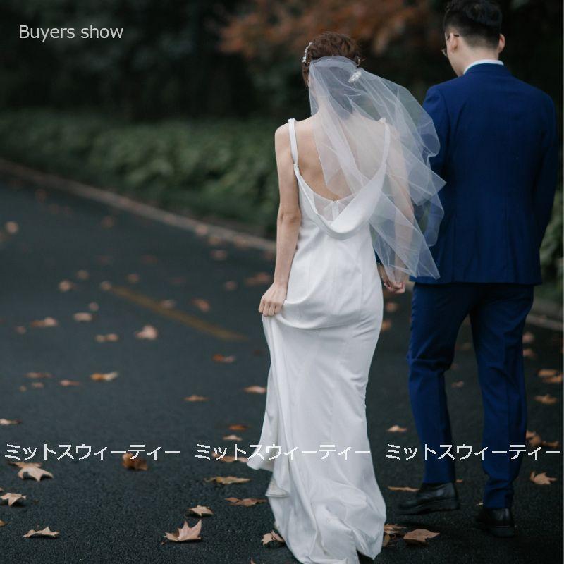 ウェディングドレス ロングドレス 花嫁 ウエディングドレス 海外挙式 フォトウェディング バックレス 披露宴 二次会 結婚式 リゾート ブライダル カジュアル_17