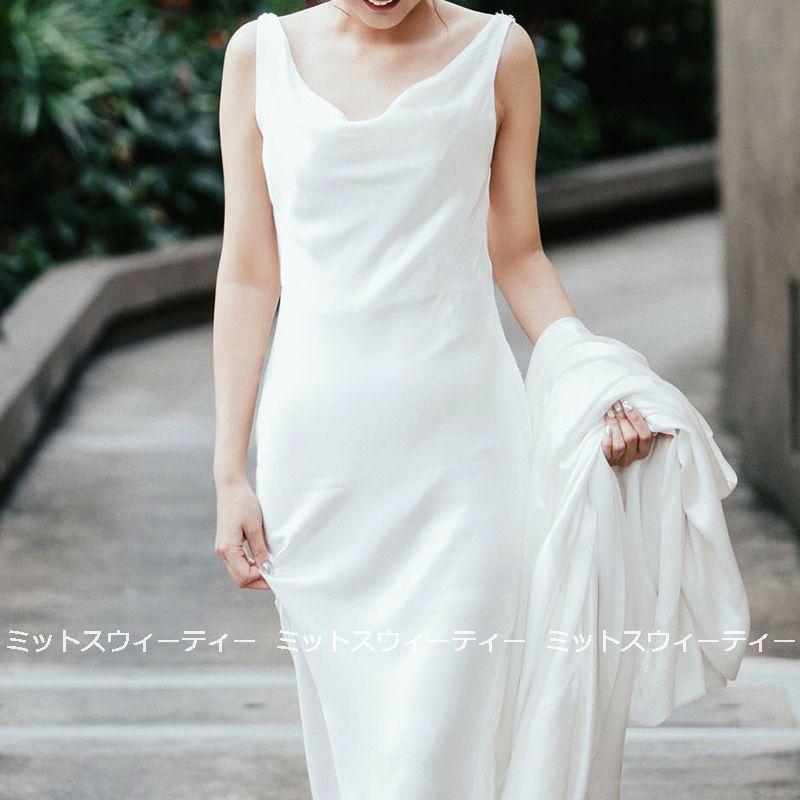 ウェディングドレス ロングドレス 花嫁 ウエディングドレス 海外挙式 フォトウェディング バックレス 披露宴 二次会 結婚式 リゾート ブライダル カジュアル_3