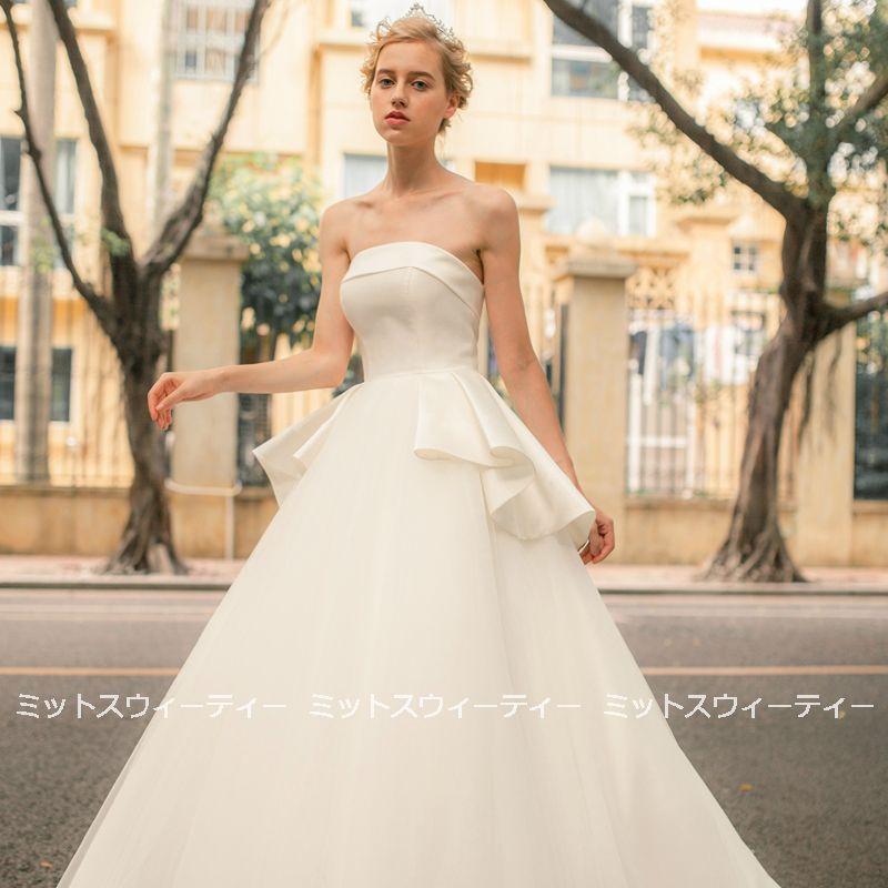 ウェディングドレス 花嫁 二次会 ビスチェドレス ペプラム