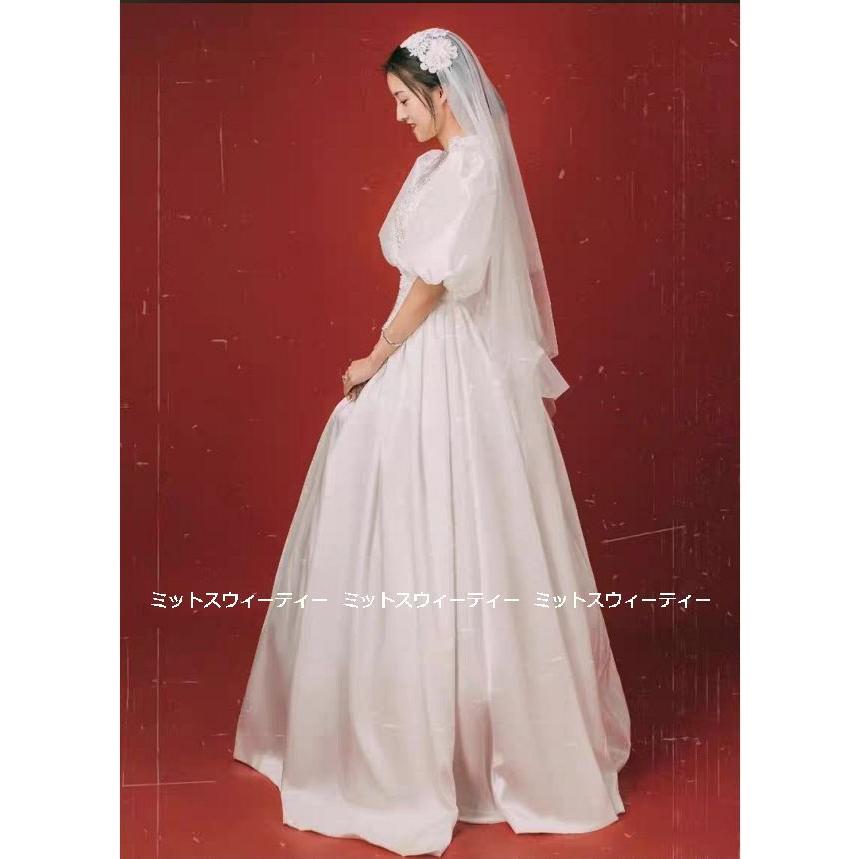 ウエディングドレス レトロドレス 花嫁 レース サテン 白 昭和風 前撮り フォトウェディング 結婚式 リゾート婚 ブライダル お誕生日 Aラインドレス 写真 式場 ウエディングドレス レトロドレス 花嫁 レース サテン 白 昭和風 前撮り フォトウェディング 結婚式 リゾート婚 ブライダル お誕生日 Aラインドレス 写真 式場