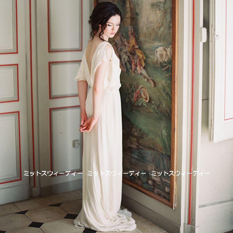 ウェディングドレス花嫁二次会ウエディングドレス結婚式ロングドレスドルマンスリーブ前撮り披露宴ブライダル白2次会ドレスシンプル二つの腕カバー ウェディングドレス 花嫁 二次会 ウエディングドレス 結婚式 ロング