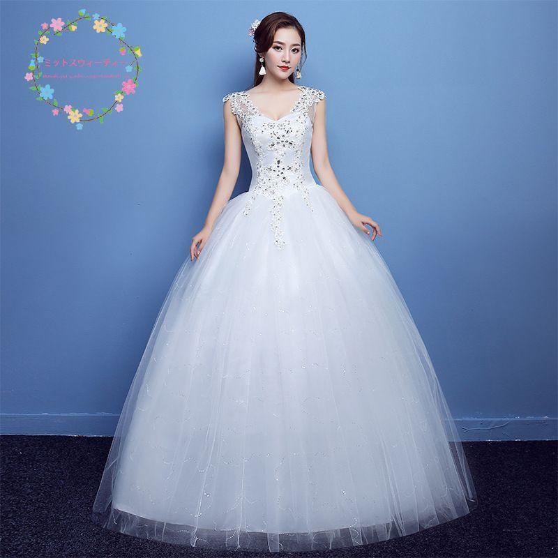 ウェディングドレス 花嫁 二次会 S-9XL プリンセスラインドレス 日本最大の ウエディングドレス 購入 結婚式 ブライダル ホワイト 大きいサイズ ロングドレス 編み上げ 披露宴