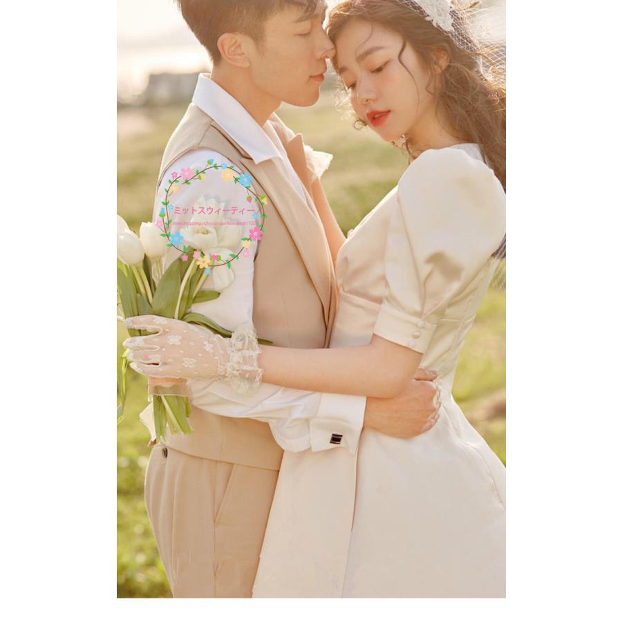 ウエディングドレス パフスリーブドレス 半袖 ブライダル ウェディング