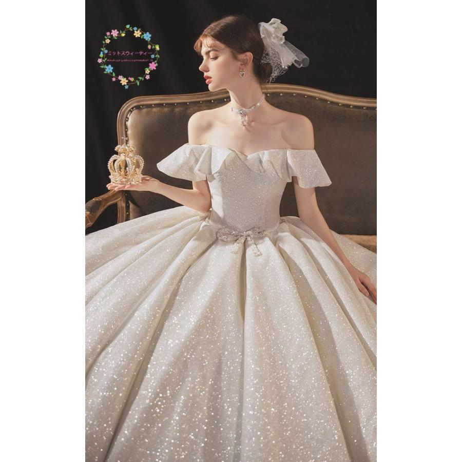 ウエディングドレス レース 前撮り フォトウェディング 二次会 ロングドレス ウェディングドレス 花嫁 二次会 プリンセスラインドレス ウエディング
