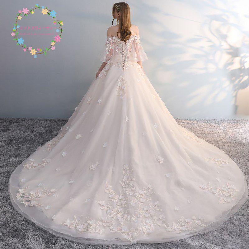 ウエディングドレス 花嫁 大きいサイズ 結婚式 編み上げ 袖付き ウエディングドレス 花嫁 大きいサイズ 結婚式 編み上げ 袖付き