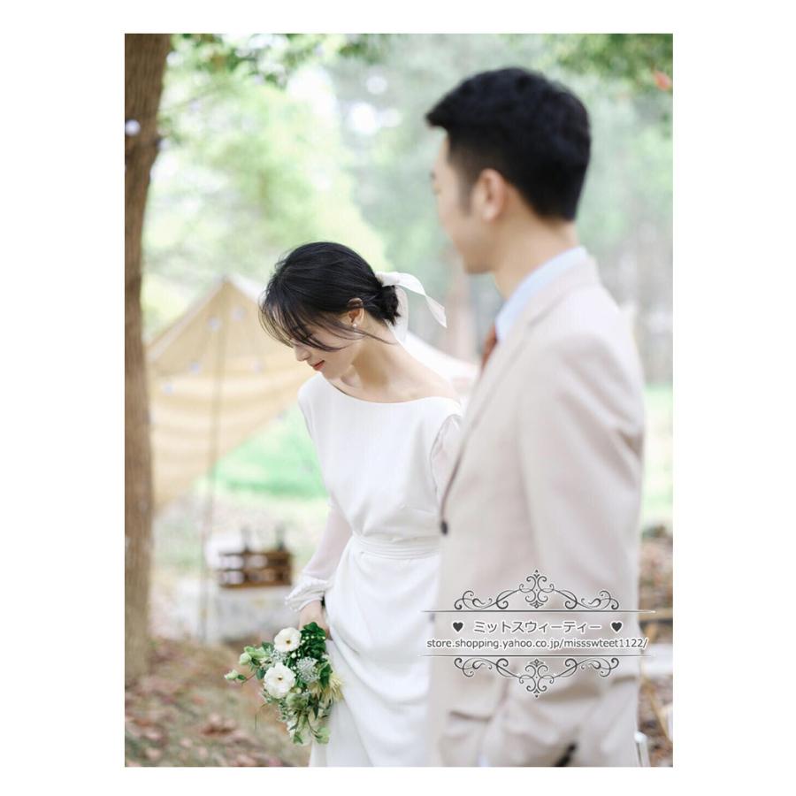 ウェディングドレス 二次会 結婚式 ブライダル 長袖 春秋 ロングドレス 前撮り 海外挙式 花嫁 リゾートウェディング 記念撮影 ウエディングドレス エレガント_5