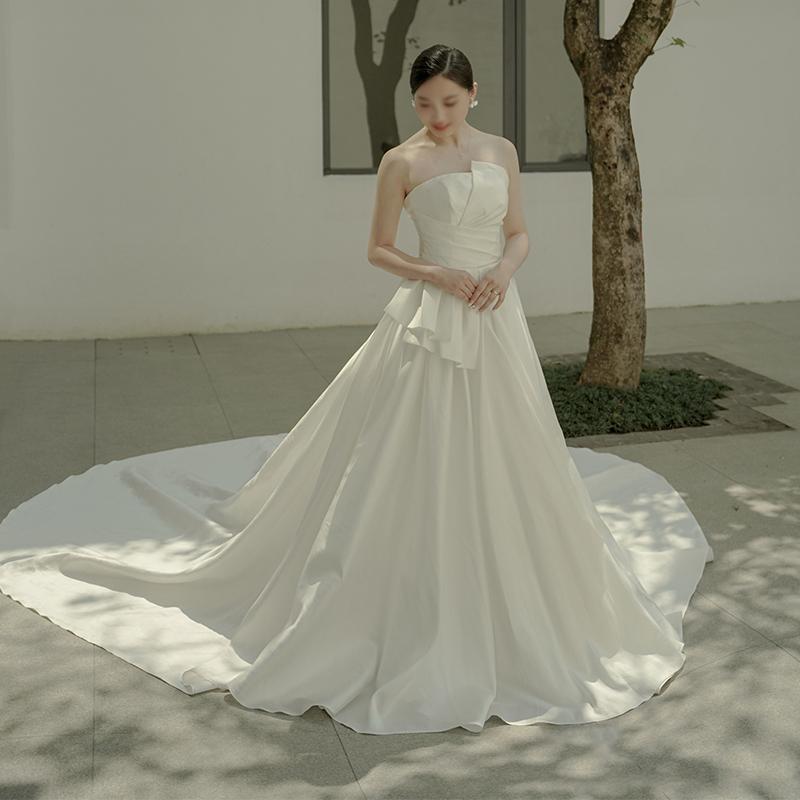 ウェディングドレス 二次会 結婚式 Aラインドレス サテン ウェディングドレス 二次会 結婚式 Aラインドレス サテン