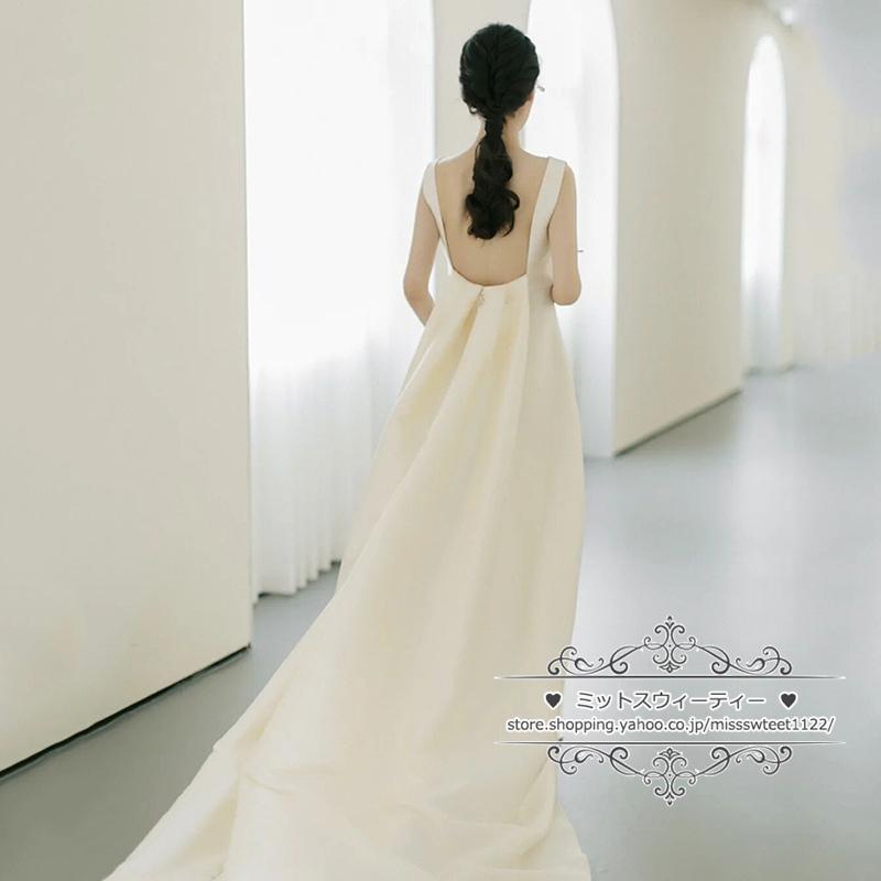 ウェディングドレス 二次会 結婚式 オフホワイト サテン Aライン ウェディングドレス 二次会 結婚式 オフホワイト サテン Aライン