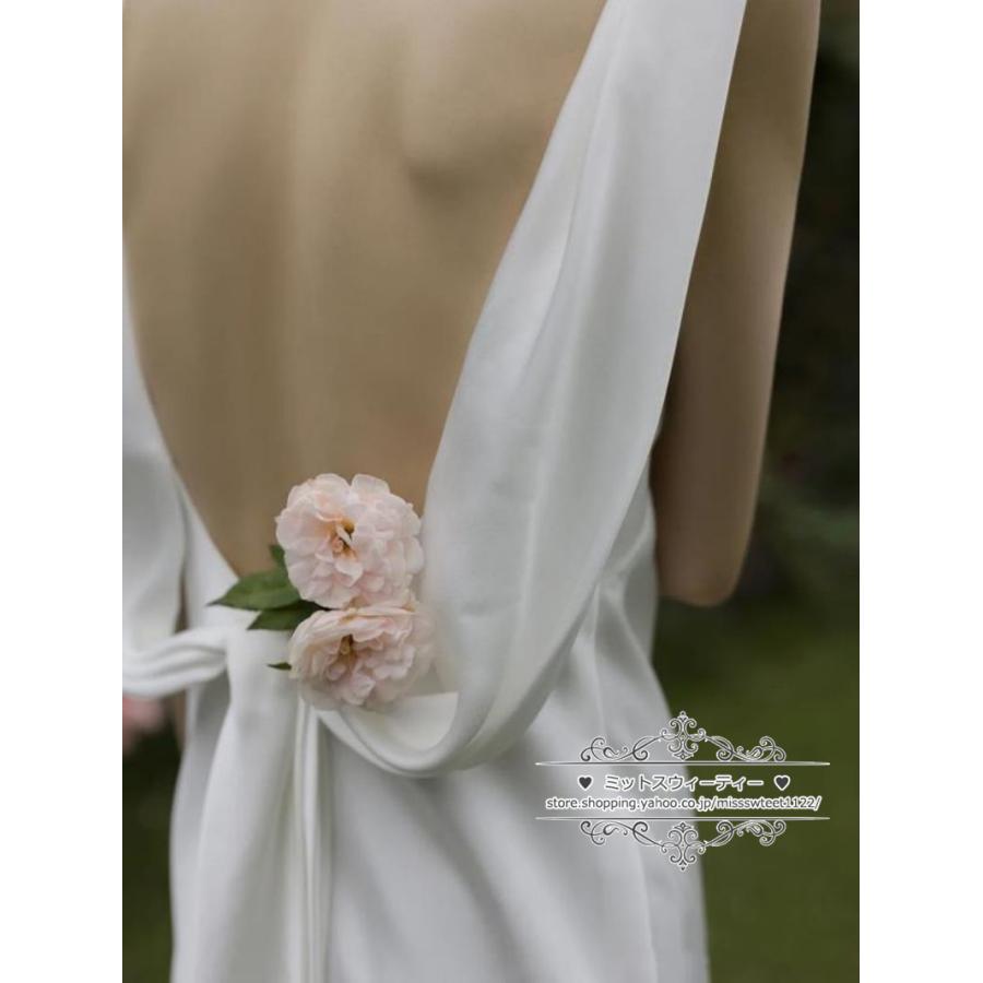 ウェディングドレス 二次会 結婚式 ブライダル ロングドレス サテン