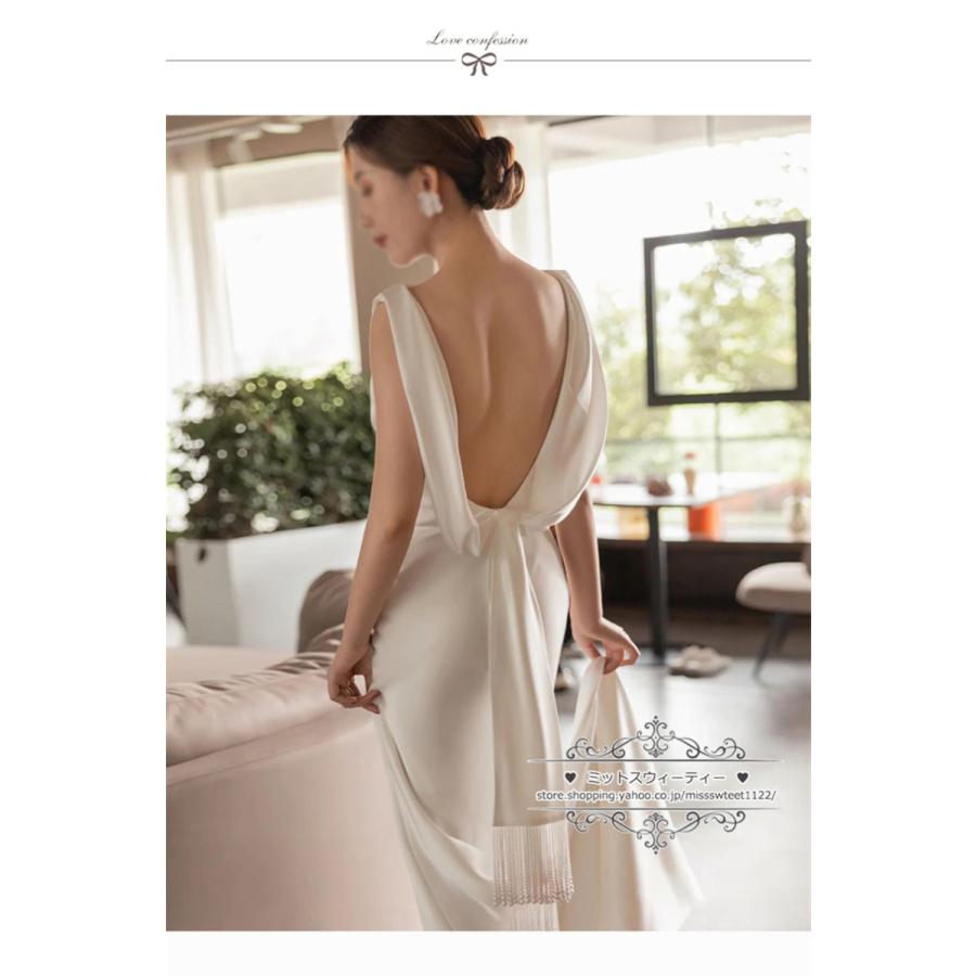 ウェディングドレス 二次会 結婚式 ブライダル ロングドレス サテン