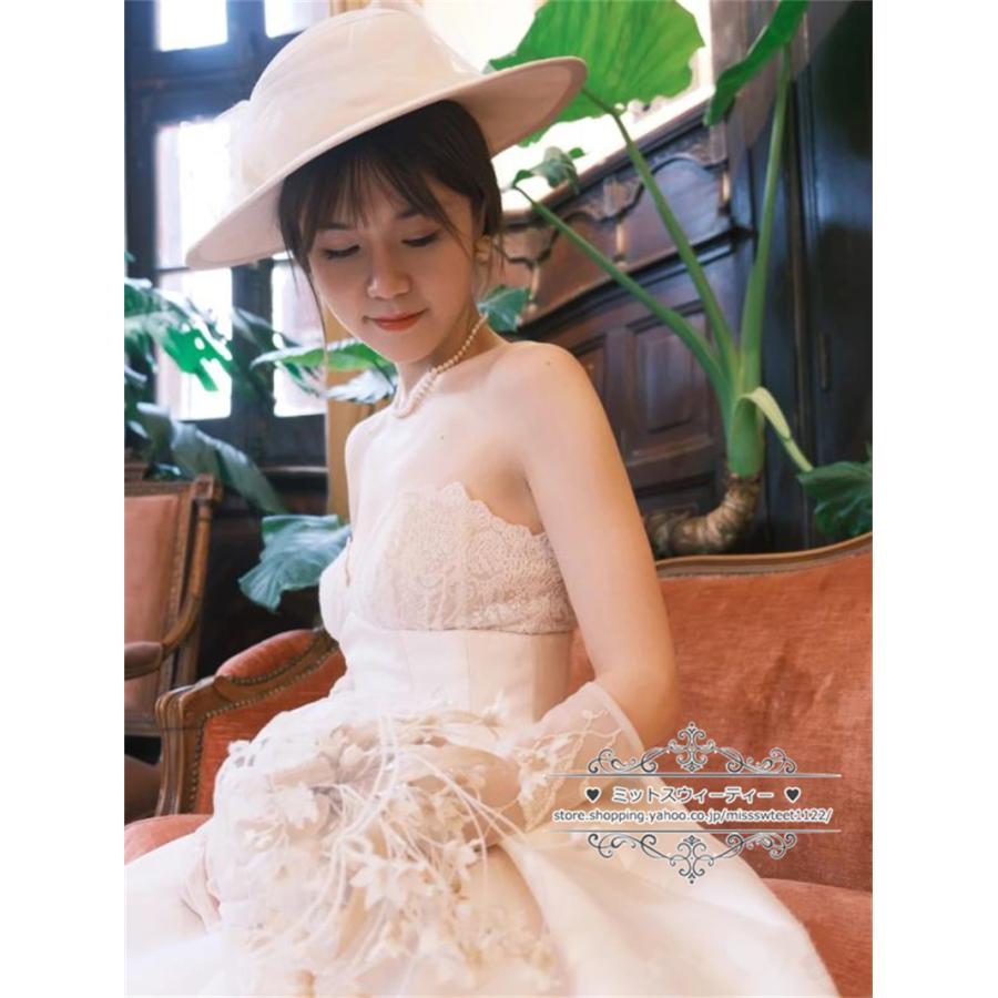 ウェディングドレス 二次会 結婚式 ブライダル 前短後長ドレス サテン ベアトップ ビスチェ 前撮り 海外挙式 花嫁 リゾートウェディング ウエディングドレス_16