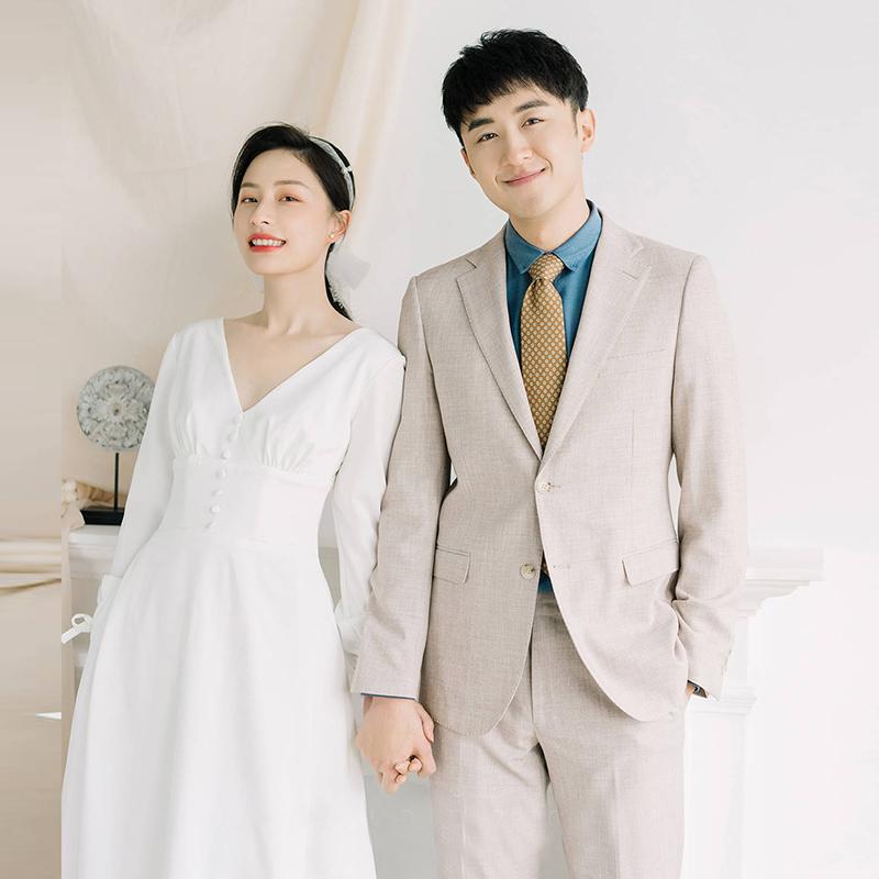 ウェディングドレス 二次会 結婚式 ブライダル ロングドレス サテン Vネック 背中開き 前撮り 海外挙式 花嫁 ウエディングドレス シンプル ファスナー 腕カバー