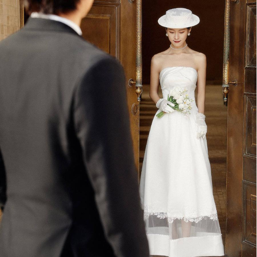 ウェディングドレス 二次会 結婚式 ブライダル ロングドレス 前撮り 海外挙式 花嫁 リゾートウェディング ウエディングドレス ガーデンウエディング ベアトップ