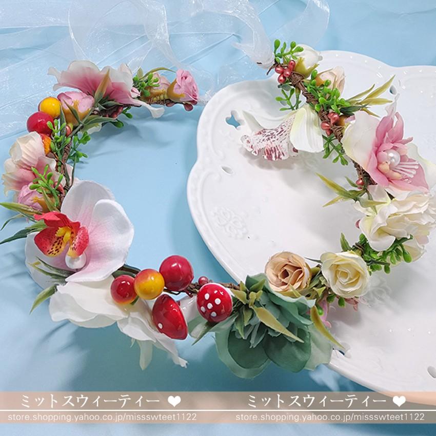 ヘアアクセサリー 髪飾り 手作り 花冠 ウェディング 安い 造花 カチューシャ 森ガール パーティー 大人 子供用 hh055 ミットスウィーティー 通販 Yahoo ショッピング