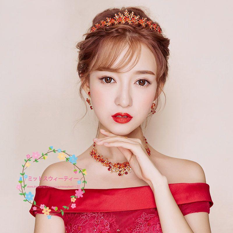 結婚式 ティアラ イヤリング 髪飾り ヘアアクセサリー ロングベール 5点 ウェディング ヘッドドレス 安い ティアラ ネックレス ピアス